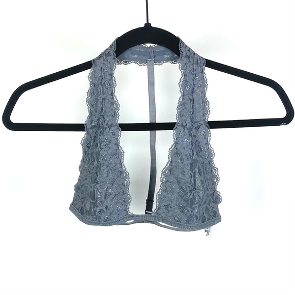 Free People Other - 🌸Free People Gray Lace Halter Bralette Bra 1149